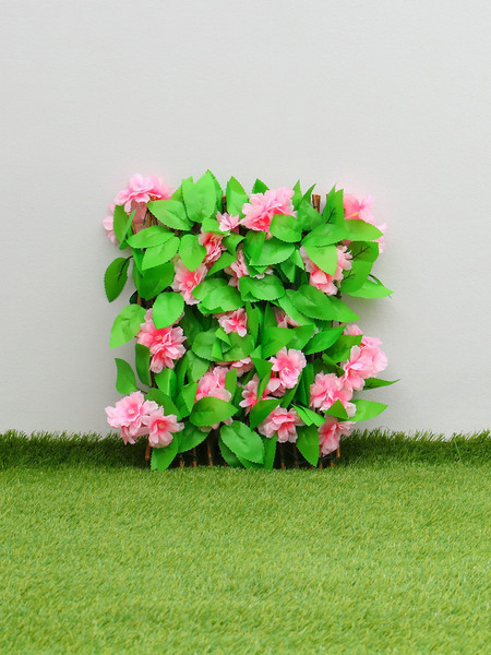 Изгородь декоративная GREENGO Розовые цветы 35x120см