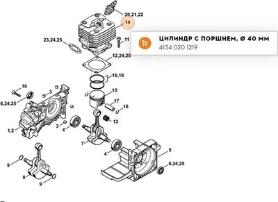 Поршневая группа бензотриммера Farmertec 40мм