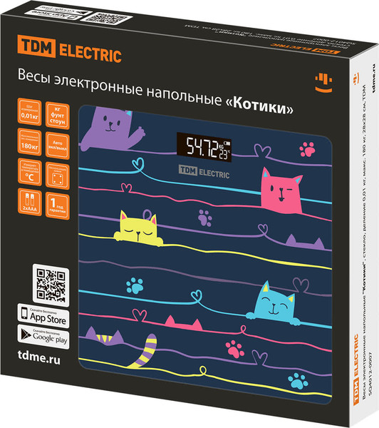 Напольные весы электронные TDM Котики SQ4012-0007