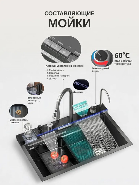 Мойка кухонная со смесителем Saniteco LD0112
