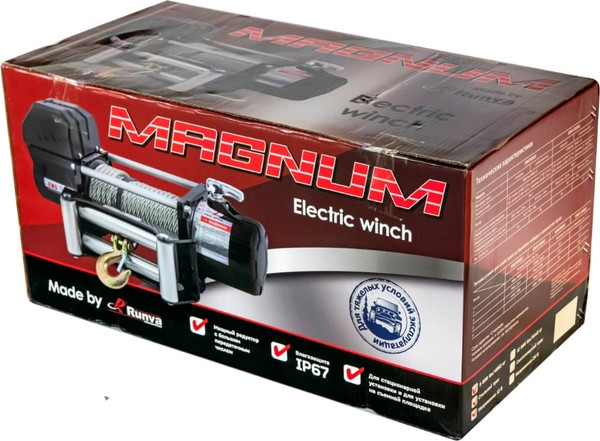 Лебедка электрическая Runva 12V Magnum 12000 lbs 5443кг / EWD12000F (стальной трос)
