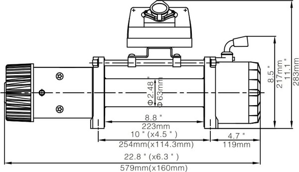 Лебедка электрическая Runva 12V 12000 lbs 5443кг / EWX12000S (стальной трос)