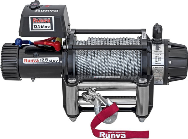 Лебедка электрическая Runva 12V 12500 lbs 5670кг / EWB12500MAXS (стальной трос) - фото