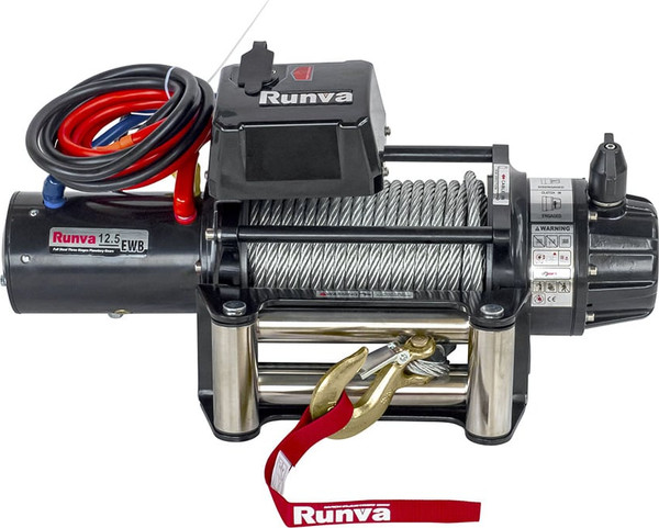 Лебедка электрическая Runva 12V Runva 12500 lbs 5670кг / EWB12500S (стальной трос) - фото