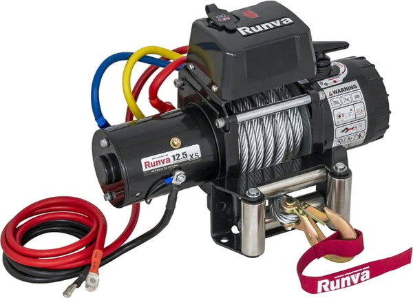 Лебедка электрическая Runva 12V 12500 lbs 5670кг / 12.5XS (стальной трос) - фото