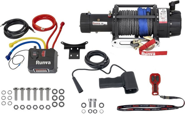 Лебедка электрическая Runva 12V 13500 lbs 6136кг / 13.5XFSR (синтетический трос)