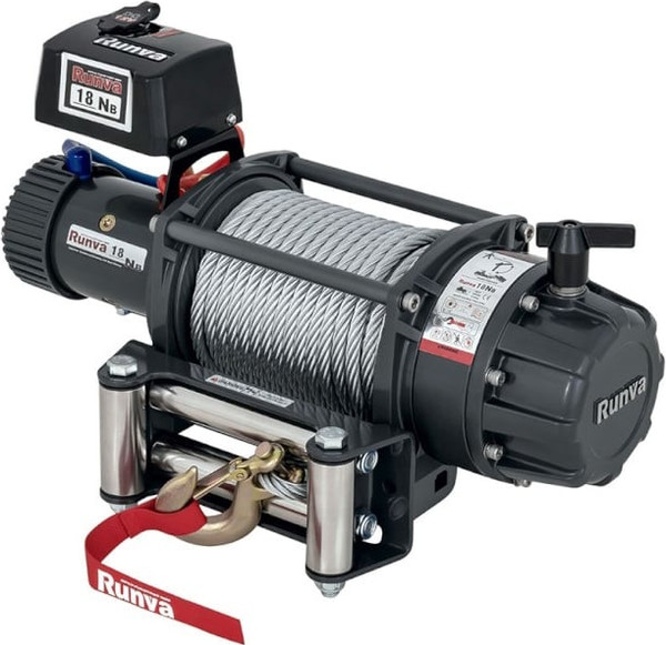 Лебедка электрическая Runva 12V 18000 lbs / EWB18000S (стальной трос)
