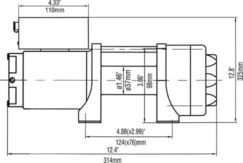 Лебедка электрическая Runva 12V 2500 lbs 1140кг / EWP2500A