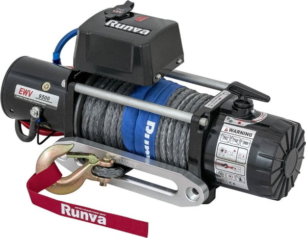 Лебедка электрическая Runva 12V 9500 lbs 4350кг / EWV9500SSR (синтетический трос) - фото