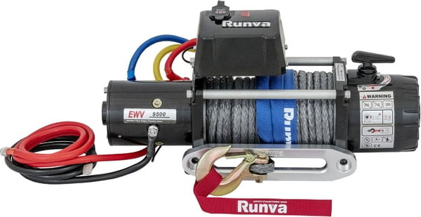 Лебедка электрическая Runva 12V 9500 lbs 4350кг / EWV9500SSR (синтетический трос)