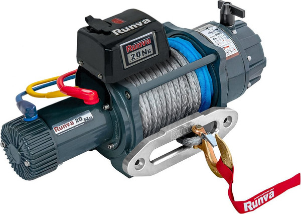 Лебедка электрическая Runva 24V 20000 lbs / EWB20000SSR24V (влагозащищенная, синтетический трос) - фото
