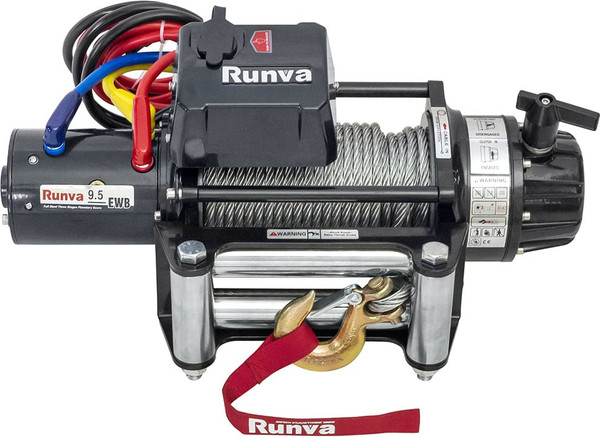 Лебедка электрическая Runva 24V 9500 lbs 4350кг / EWB9500S24V (влагозащищенная, стальной трос) - фото