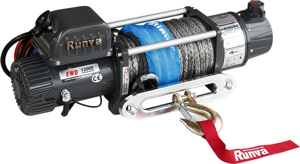 Лебедка электрическая Runva 12V 12000 lbs 5443кг / EWD12000USR (синтетический трос) - фото