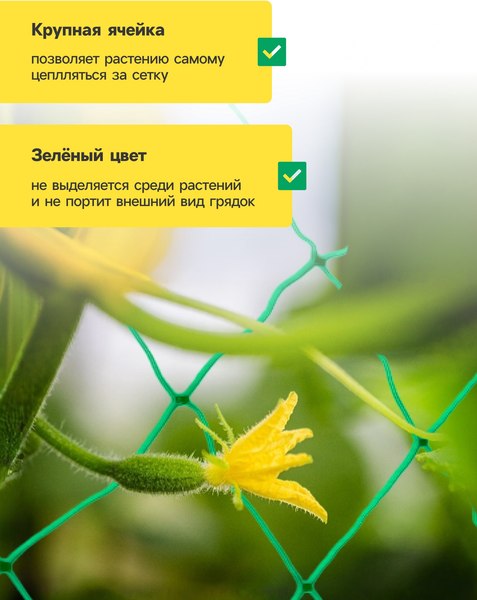 Сетка садовая GREENGO Шпалерная 10x2м ячейка 15x15см