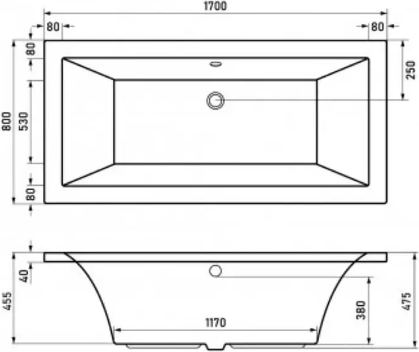 Ванна акриловая Alba Spa Kero 170x80