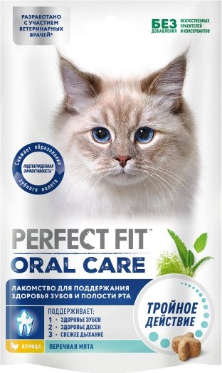 Лакомство для кошек Perfect Fit Для поддержания здоровья зубов и полости рта с курицей и мятой - фото