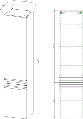 Шкаф-пенал для ванной Aquatek Вега AQ70035R-MG
