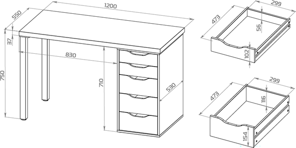 Письменный стол Mio Tesoro Ингар 1/5T 