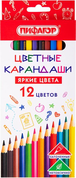 Набор цветных карандашей Пифагор Эко Классик / 182048 - фото