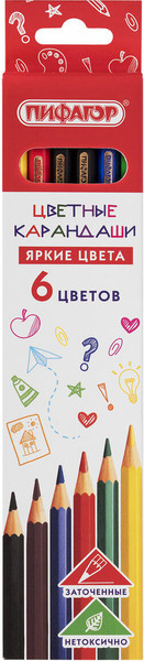 Набор цветных карандашей Пифагор Эко Классик / 182047 - фото
