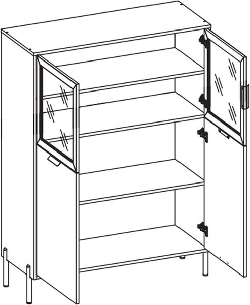 Шкаф с витриной Black Red White Paloma REG2W2D/140