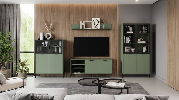 Шкаф с витриной Black Red White Paloma REG2W2D/140