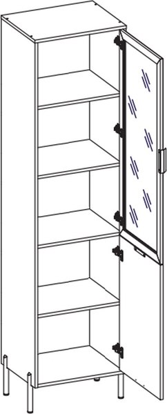Шкаф-пенал с витриной Black Red White Paloma REG1W1D