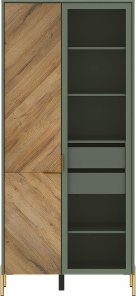 Шкаф с витриной Black Red White Siena REG1W1D - фото