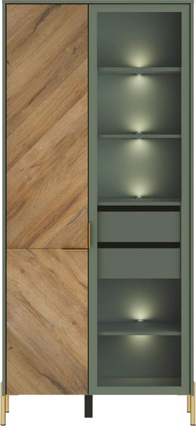 Шкаф с витриной Black Red White Siena с подсветкой REG1W1D - фото