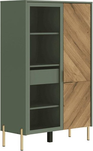 Шкаф с витриной Black Red White Siena REG1W1D/140 - фото