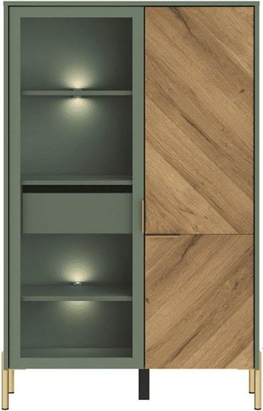 Шкаф с витриной Black Red White Siena с подсветкой REG1W1D/140 - фото