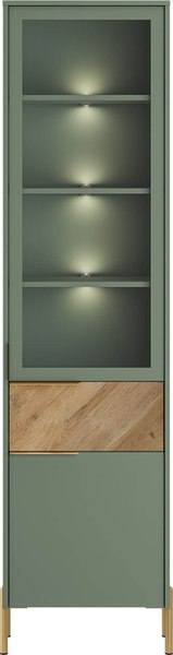 Шкаф-пенал с витриной Black Red White Siena с подсветкой REG1W1D1S