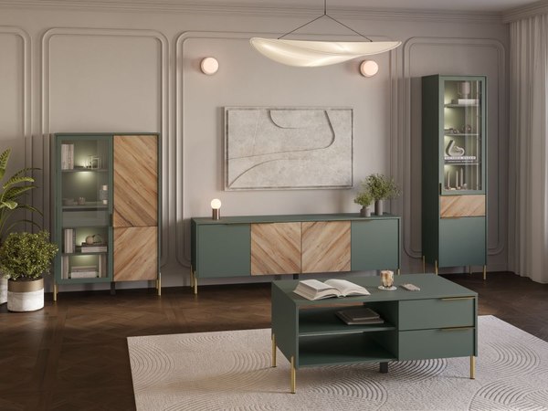 Шкаф-пенал с витриной Black Red White Siena с подсветкой REG1W1D1S