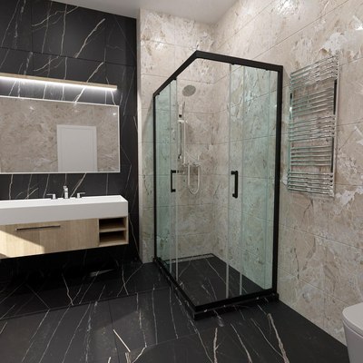 Душевой уголок Triton Фикс-Блэк 120x80 (без поддона)