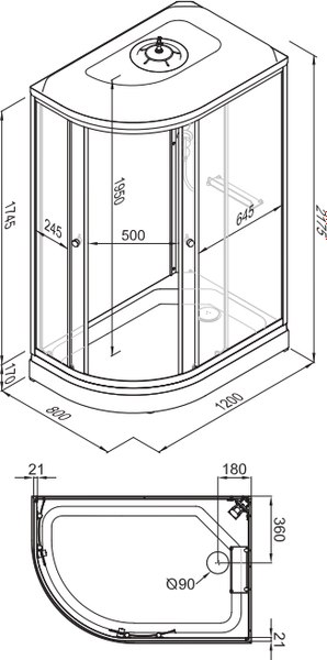 Душевая кабина Triton Коралл-Лайт 120x80 А (правосторонняя)