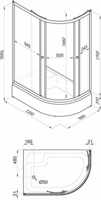 Душевой уголок Triton Коралл-Лайт 120x80 В (левосторонний)