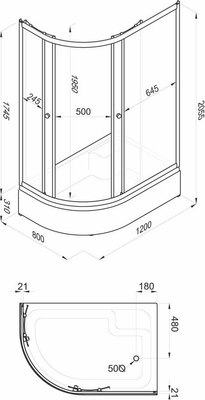 Душевой уголок Triton Коралл-Лайт 120x80 В (правосторонний)
