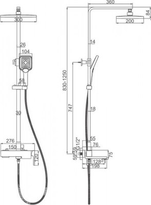 Душевая система со смесителем Gerhans K19127W