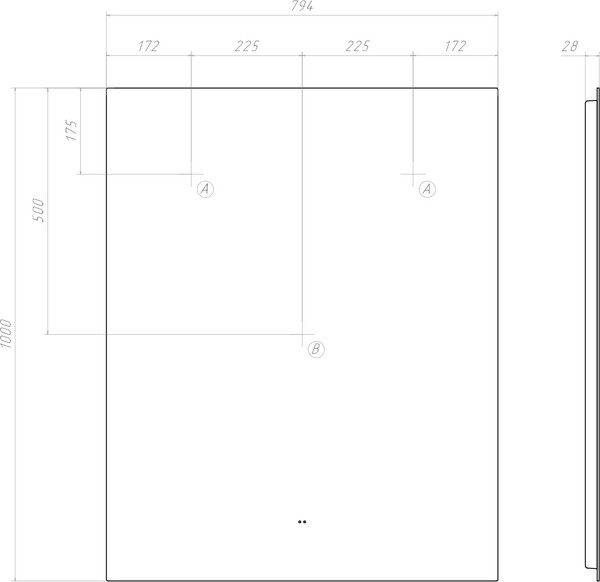 Зеркало Vigo Quadro Comfort 800