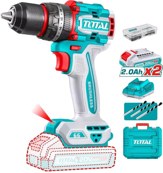 Аккумуляторная дрель-шуруповерт TOTAL TIDLI20668