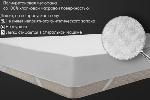 Наматрасник защитный Реноме Водонепроницаемый. Двойная фиксация 10/057 180x200