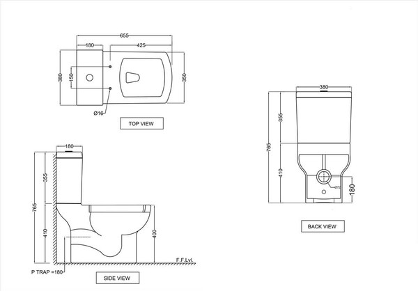 Чаша унитаза напольного Jaquar LYS-WHT-38751P180UFSM
