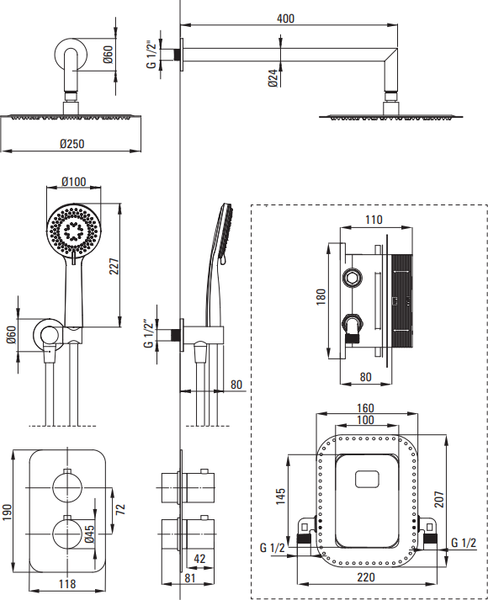Душевая система со смесителем Deante Box BXYZDEBT
