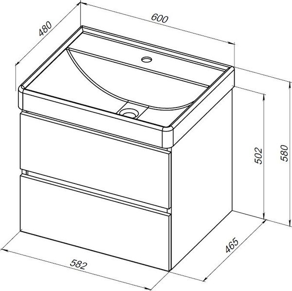 Тумба под умывальник Aquanet Вега 2.0 60 / 337959