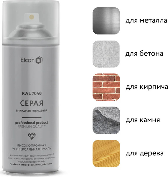 Эмаль Elcon Универсальная алкидная RAL 7040 глянцевый