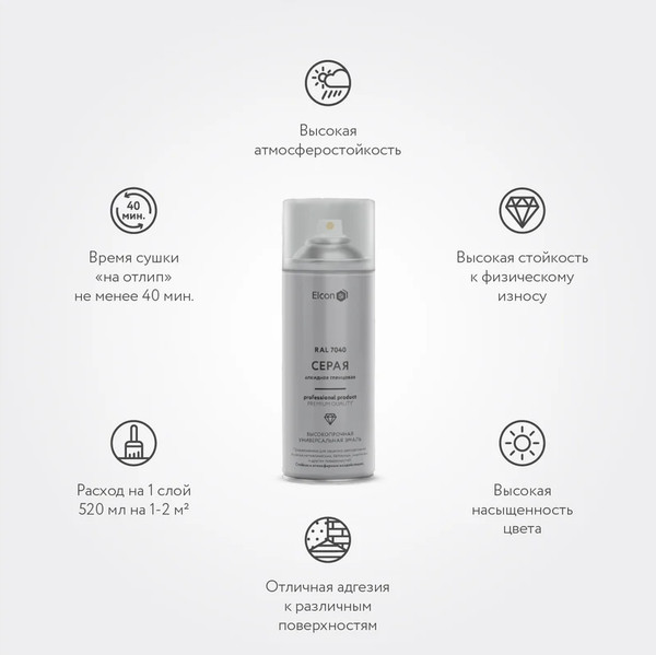 Эмаль Elcon Универсальная алкидная RAL 7040 глянцевый