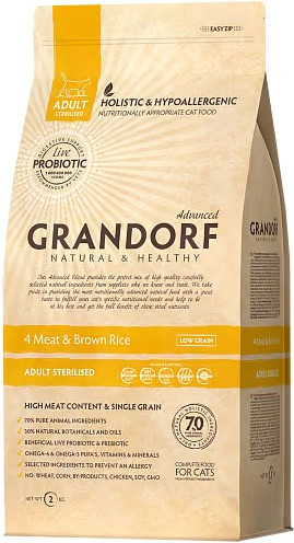 Сухой корм для кошек Grandorf Cat 4 Meat Probiotic Sterilised - фото