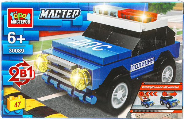 Конструктор инерционный Город мастеров Полицейская машина 2в1 / 30089-JS - фото