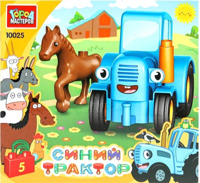 Конструктор Город мастеров Синий Трактор с лошадкой / 10025-GK - фото