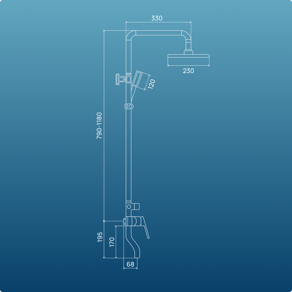 Душевая система со смесителем РМС PL7BL-009DK